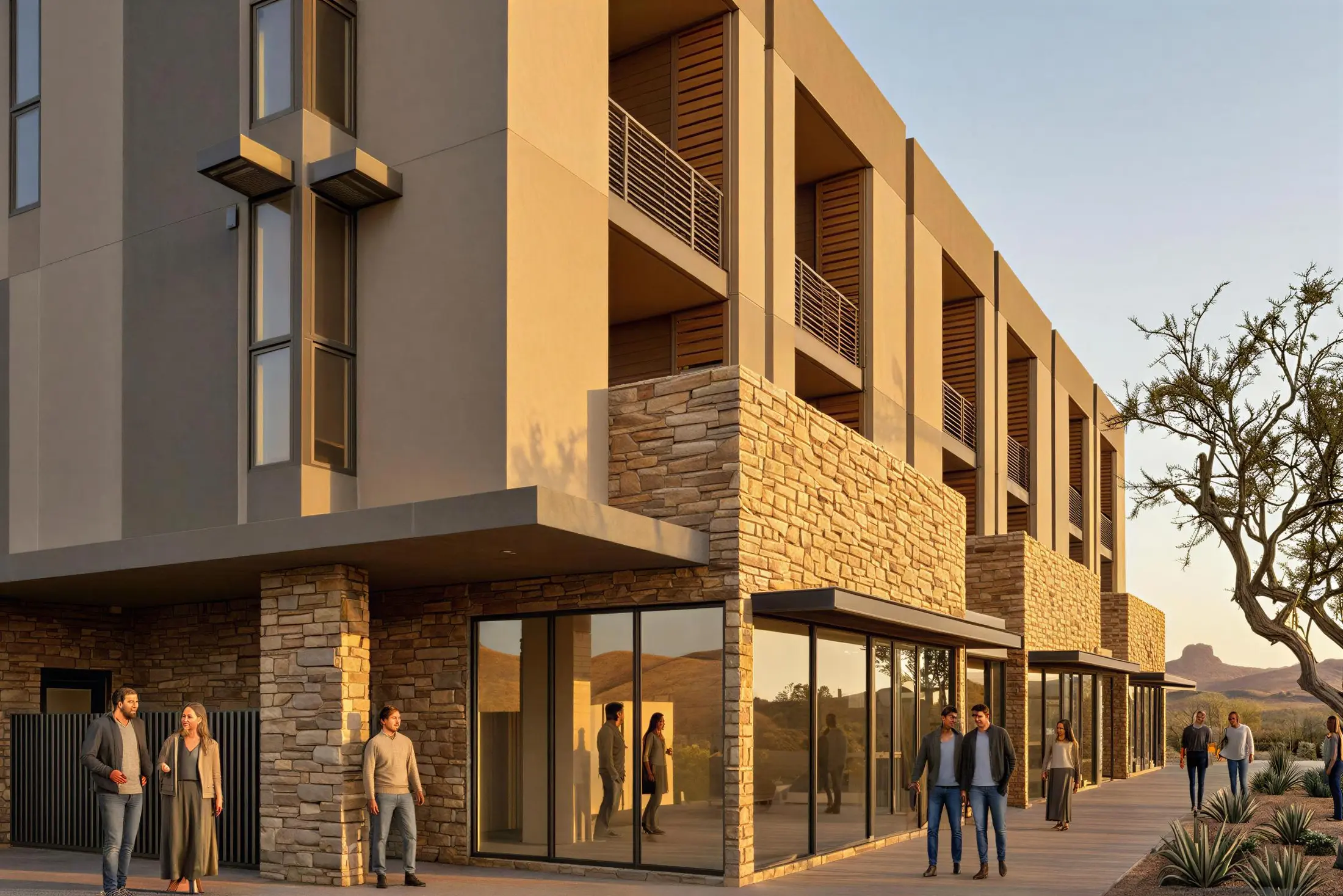 Rendering of ground-floor storefronts at The Avenue, Fountain Hills