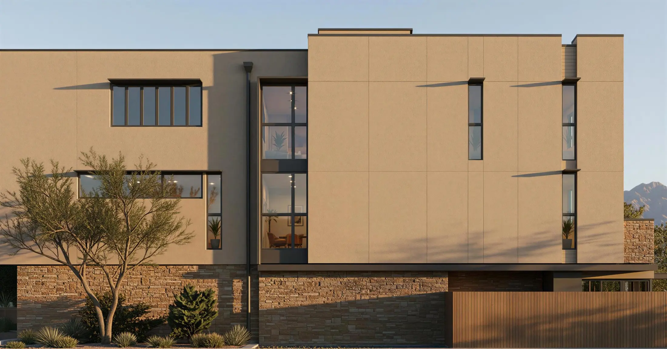 Rendering of The Avenue side elevation along the street, Fountain Hills, Arizona